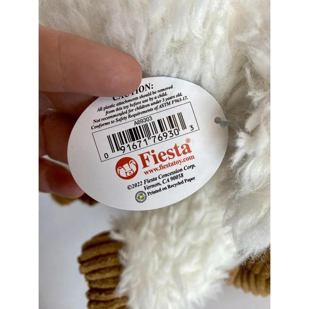 Fiesta Scruffy White Lamb Sheep Plush 9” Stuffed Animal Toy W/ Tag - Picture 3 of 6